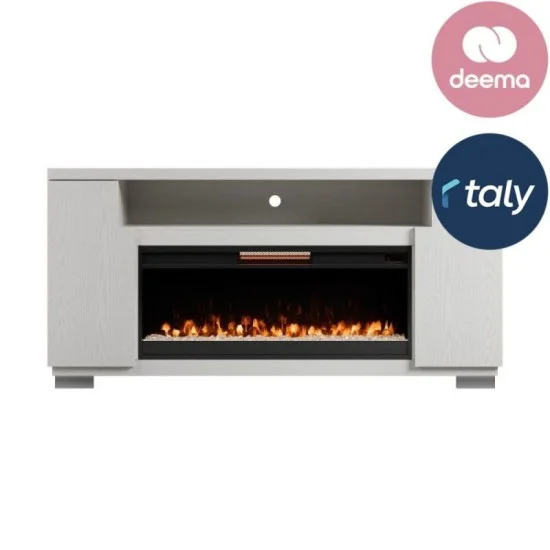 Contemporary Oak Console 86" Tv - White